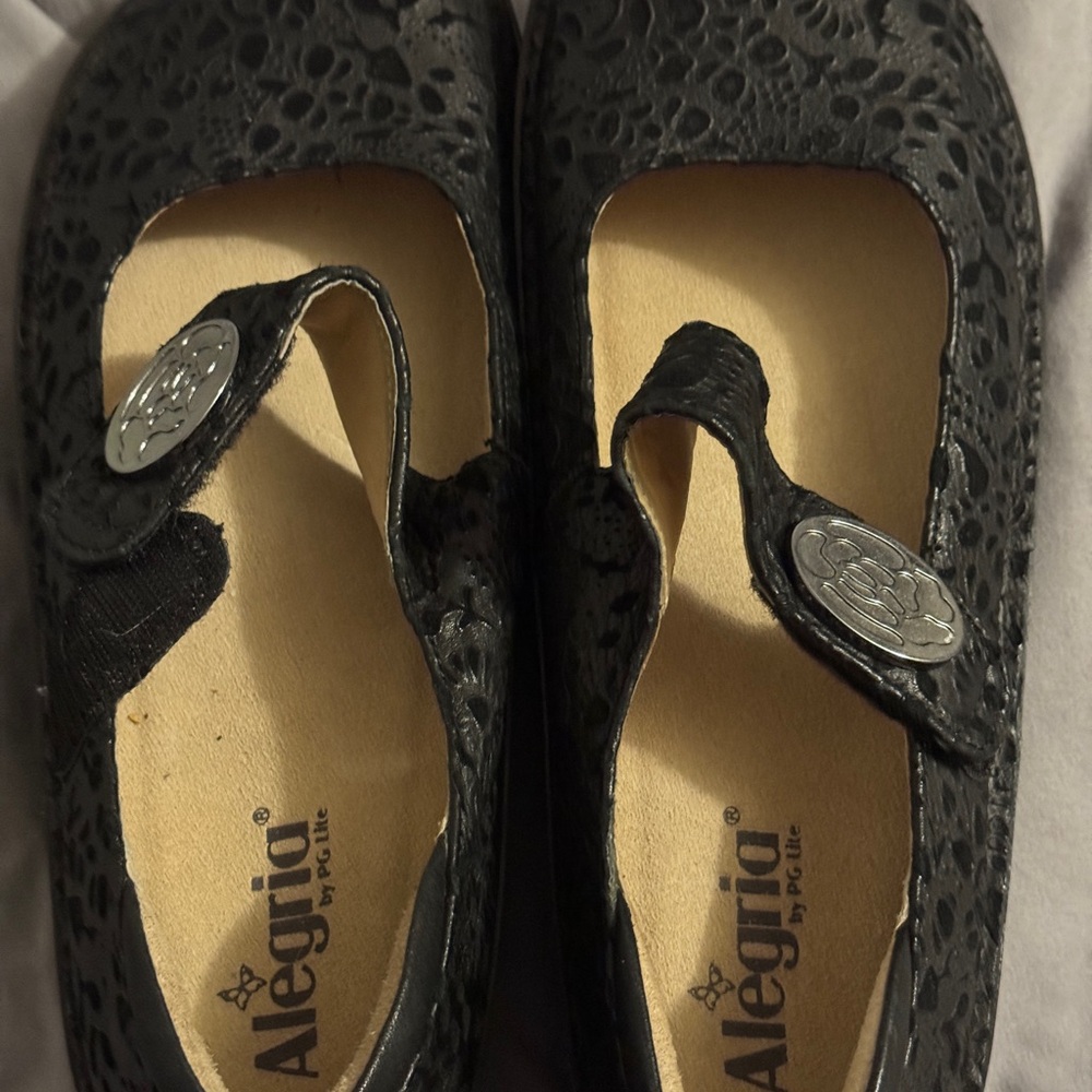 Alegria Black Floral Mary Jane Shoes